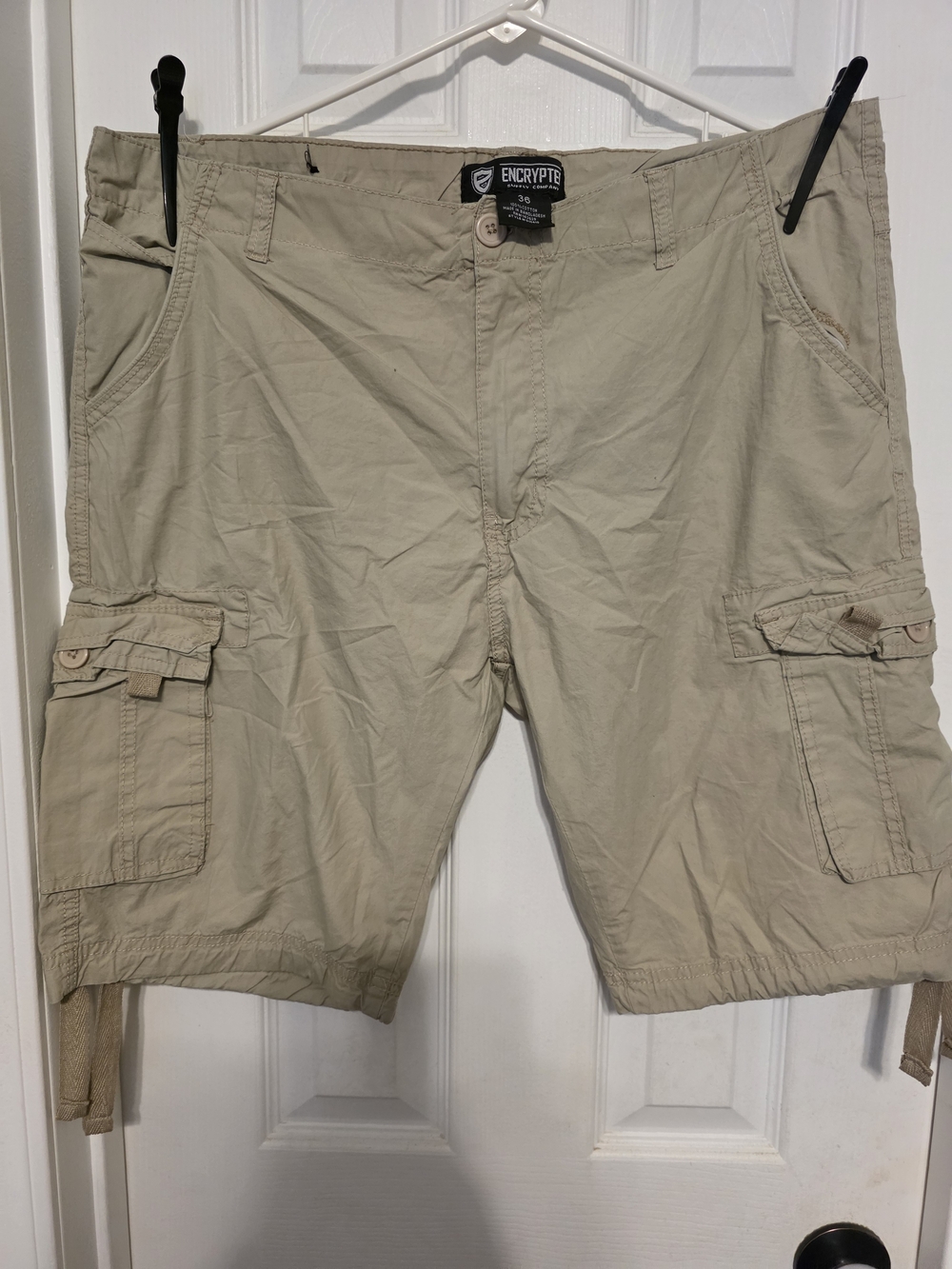 Encrypté Men's Tan Cargo Shorts with Utility Pockets
